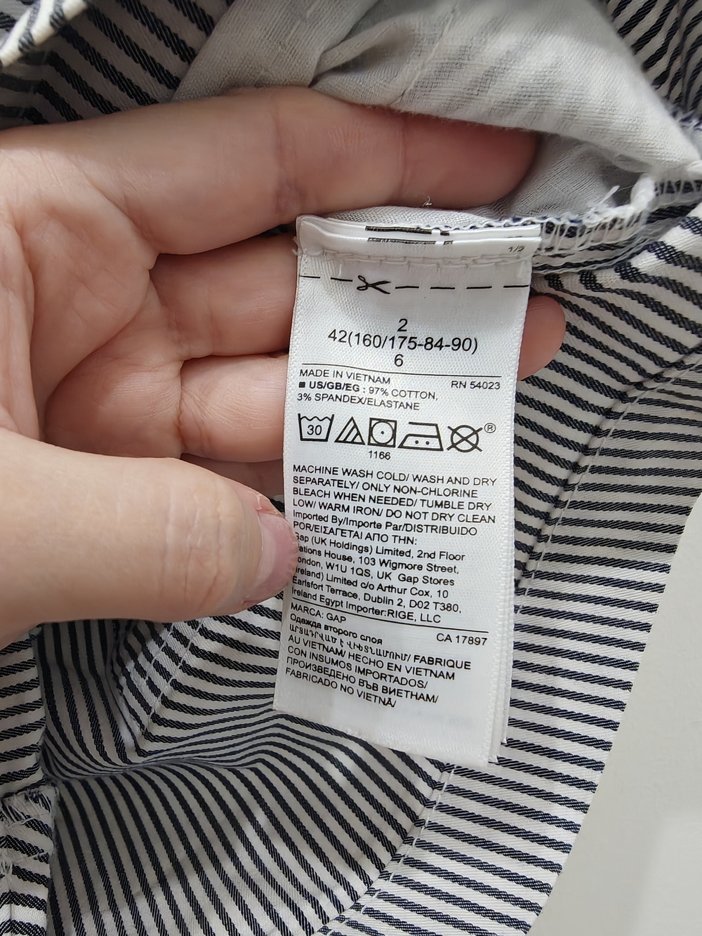 GAP Striped Women's Cotton Blend Shorts - Navy & White - Picture 4 of 8